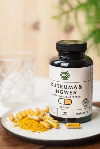 BIO Kurkuma, Ingwer, schwarzer Pfeffer Kapseln - vegan