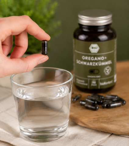 Oregano und Schwarzkümmelöl Kapseln BIO - vegan