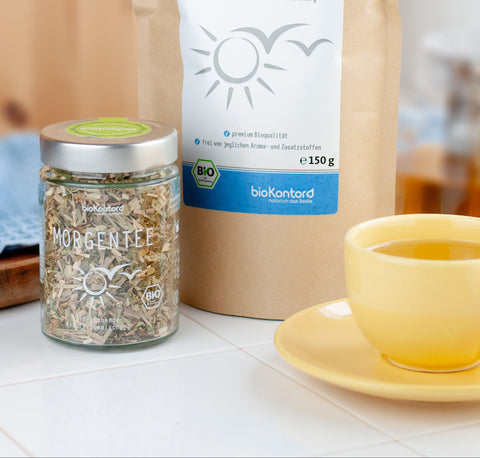 bio Morgenteemischung mit feinen Kräutern im Doypack