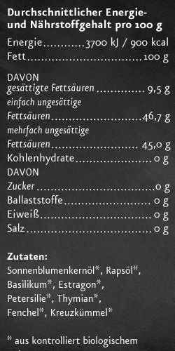 Nährwerte Salatöl würzig Ölmühle Solling