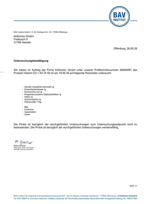 Vitamin D3 K2 Tropfen - Untersuchungsbestätigung - native goods