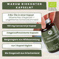 Vorteile bio Schwarzkümmelöl ungefiltert und bio Oreganoöl in veganer Kapsel von bioKontor
