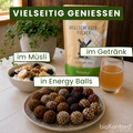 Rezeptideen zu bio Alazienfaserpulver im Müsli, als Getränk oder in Energy Balls 