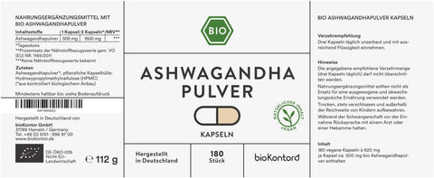 Bio Ashwagandha Kapseln - vegan - bioKontor