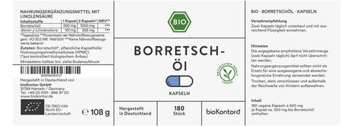 Bio Borretschöl Kapseln - vegan - bioKontor