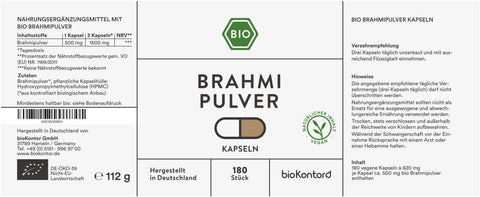 Bio Brahmi Kapseln - vegan - bioKontor