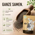 bio Chiasamen in Schaufel Ballaststoffe- und Proteinanteil