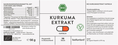 Bio Kurkuma Extrakt Kapseln - vegan - bioKontor