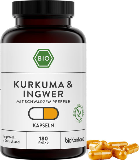BIO Kurkuma, Ingwer, schwarzer Pfeffer Kapseln - vegan - bioKontor