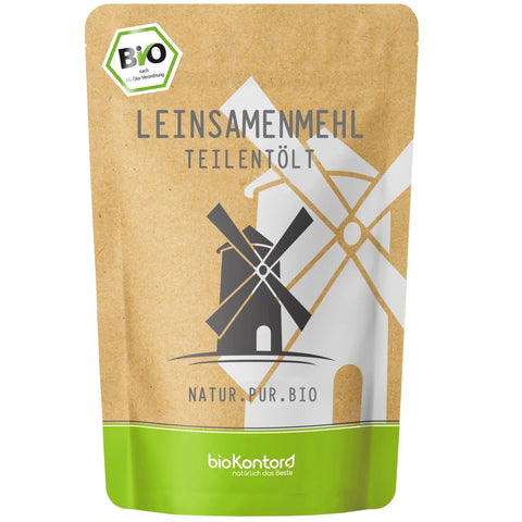 bio Leinsamenmehl teilentölt von biokontor - Produktverpackung Vorderseite
