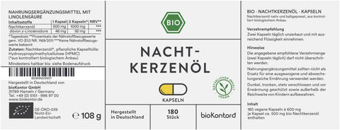 Bio Nachtkerzenöl Kapseln - vegan - bioKontor