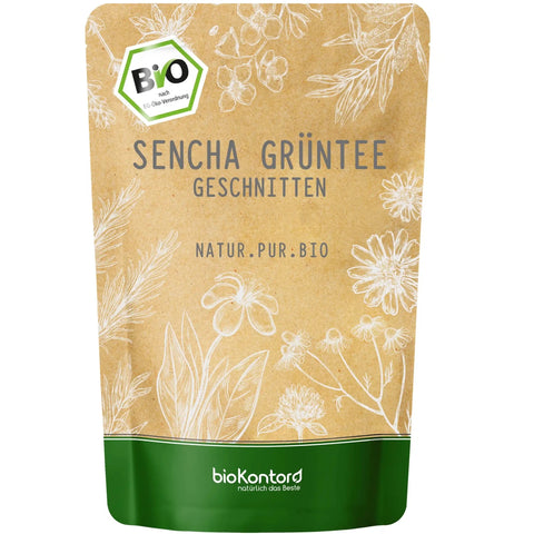 bio Sencha Grüntee geschnitten von biokontor - Produktverpackung Vorderseite