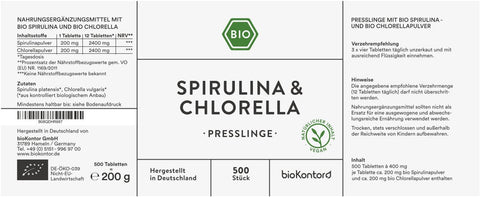 Bio Spirulina und Chlorella Presslinge - vegan - bioKontor