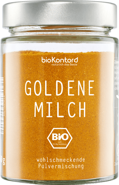 bio Goldene Milch wohlschmeckende Pulvermischung von bioKontor - Produktvorschau im 150-Gramm-Glas