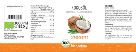 Kokosöl mild 1000 ml - desodoriert BIO - bioKontor