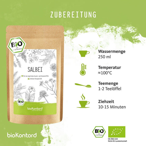 Zubereitung von bio Salbeit Tee von biokontor - Zubereitungsempfehlung