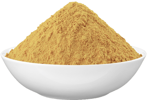 bio Triphala Pulver fein gemahlen und in Rohkostqualität von bioKontor - Produktvorschau in weißer Schale
